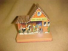 Vintage U.S. Metal Toy Co. Bar X Dude Ranch Tin Lithograph Bank 1940s picture