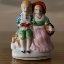 Mini Japan Hand Painted Porcelain Colonial Man and Lady Figurine picture