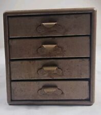 Vintage 4 Drawer Metal Cabinet Small Craft Tools Hobby Industrial Machinist  picture