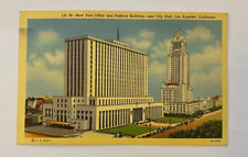 Vintage Postcard Post Office & Federal Building, & City Hall, Los Angeles, CA picture