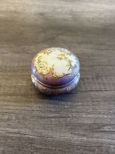 T & V Limoges France Trinket Box Iridescent Purple Gold picture