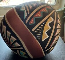 Native American Jemez Pottery R.Toya Hand Painted Rock Shape Seed Pot NM picture