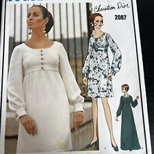 Vintage 1960s Vogue 2087 Christian Dior High Waisted Dress Sewing Pattern 12 CUT picture