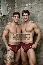 Two Hunk Swimmer in Red Trunks Friends Print 4x6 Gay Interest Photo #673 picture