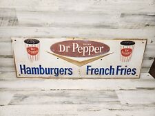 Very Rare Vintage Dr Pepper Sign Hamburgers French Fries Chevron 1950s Or 1960s  picture