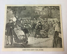 1885 magazine engraving ~ SCENE IN ST JAMES PARK, London picture