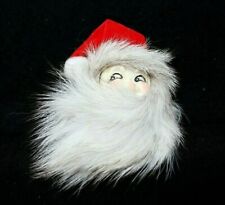 Vintage Santa Claus Mink Fur Porcelain 70s Christmas Pin/Brooch  picture