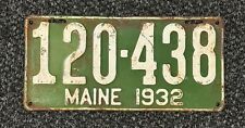 1932 MAINE license plate - ORIGINAL BRILLIANT SUPERB vintage antique auto tag picture