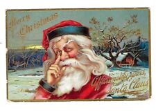 Early 1900's Christmas Postcard Santa Affectionately Yours, Embossed picture