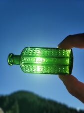 Remarkable Old Emerald Green FLATBACK Poison Bottle☆Antique Green Poison 1½ Oz picture