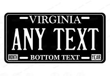 Virginia State Personalized License Plate Novelty Car ATV bike MOPED Black/White picture