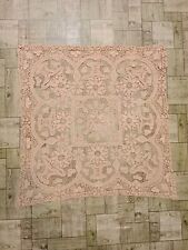 Vintage Beautiful Hand Embroidered Linen Lace Square Table Cloth 92×92 Cm picture