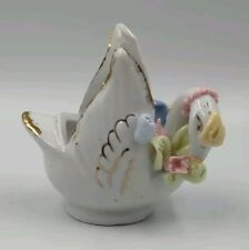 Vintage Porcelain Gold And Floral Swan Trinket Dish picture