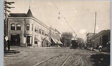 TRICK TROLLEY DOWNTOWN new lisbon wi real photo postcard rppc main street picture
