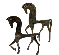 Vintage Set Of Brass Mid-Century Modern Frederick Weinberg Style Etruscan Horses picture