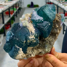 2.45LB Natural Blue  fluorite Cube QuartzCrystal Mineral Specimen picture