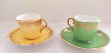 Vintage Coalport Bone China Demitasse Cups & Saucers Sets One Green/One Yellow picture