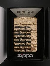 SUPREME X Zippo Lighter Gold Armor Case Repeat Logo Sold Out Engraved FW22  picture