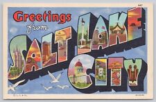 Salt Lake City Utah, Large Letter Greetings, Vintage Postcard picture