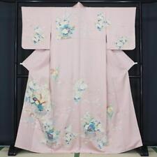Japanese Cherry Color M Size 160cm Full Of Gold Flowers Pure Silk picture