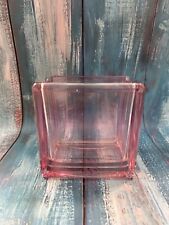 Teleflora Pink Glass Rectangle 4.5” x 5” VINTAGE Vase picture