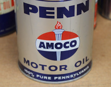 ~NICE SHAPE~ 1950s era AMOCO PENN MOTOR OIL Old 1 quart Tin Can picture
