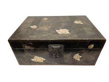 Vintage Lawrence & Scott Los Angeles Large Floral Storage Box, Leather Interior picture