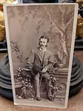 later 1800s cabinet card photograph young man mustache & mutton chops nice pose picture
