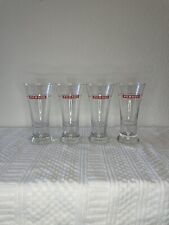 PERNOD LIQUOR VINTAGE RETRO TALL GLASSES Set Of Four Red Logo Home Bar picture