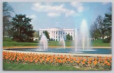 Washington DC, The White House Fountain & Flowers, Vintage Postcard picture