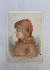 Victorian 1800’s Trade Card Stoutenburgh NEWARK  Prices on Back Redhead Girl picture