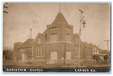 1909 Christian Church Larned Kansas KS Antique Posted RPPC Photo Postcard picture