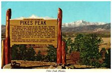 Pikes Peak Marker on Highway I-25 North of Colorado Springs Postcard picture