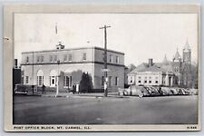 Mount Carmel Illinois~Downtown Post Office Block~Gray Border~1948 B&W Postcard picture