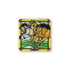 Joan Baker Designs Painted Glass Magnet RUNNING WILD HORSES ON PASTURE TC picture