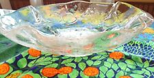 Very Rare ~ Sweden ~ Large Pukeberg Swedish Ice Glass Fruit Bowl w/ Tags ~ Mint picture