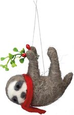 Primitives by Kathy Felt Sloth Critter Christmas Holiday Ornament picture