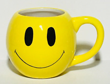 Pier 1 Sunny Yellow Smiley and Wink Face Coffee Tea Ceramic Earthenware Mug 8 oz picture