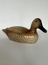 Vintage Hand Carved Painted Wooden Duck Decoy Collectible Artist Signed 1987 picture