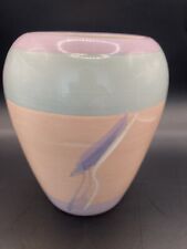 Vohann of California Vintage 1980’s Hand Painted Pastel Floral Vase 6” picture