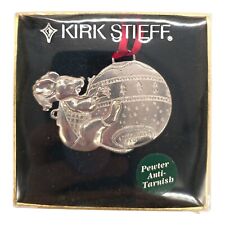Kirk Stieff Pewter Mouse Christmas Ornament 2.5 Inches USA Holiday Red Ribbon picture