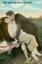 ANTIQUE 1917 Postcard Edwardian Romance - How Would You Like To Be Here? picture