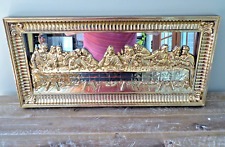 The Last Supper Jesus Gold Tone 3D Mirror Wall Picture Home Interiors Brass picture