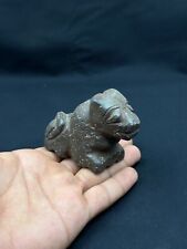 Ancient near eastern old Sumerian bull muscle dog animal black stone unique picture
