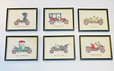Set- 6 Professionally Framed Vintage/Antique Cars Needlepoint Cross-stitch 8X10s picture