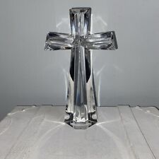 Vintage Teleflora 24% Bohemian Lead Crystal Cross Paper Weight Made in Czech picture