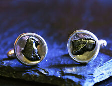 Solid Silver Cufflinks Set With Iron Meteorite picture