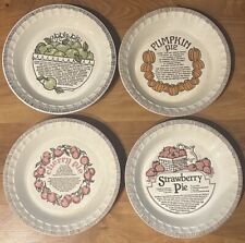 Royal China by Jeanette 4 Ceramic Pie Dishes Apple Pumpkin Strawberry Cherry picture