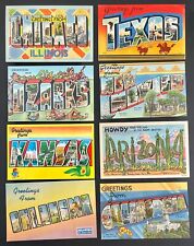 Route 66 States Large Letter Linen Postcards - Lot of 8 - Unposted picture