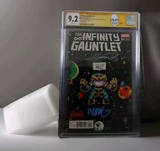 INFINITY GAUNTLET #1 CGC 9.2 SKOTTIE YOUNG VARIANT Signed 2x By GEORGE PEREZ RIP picture